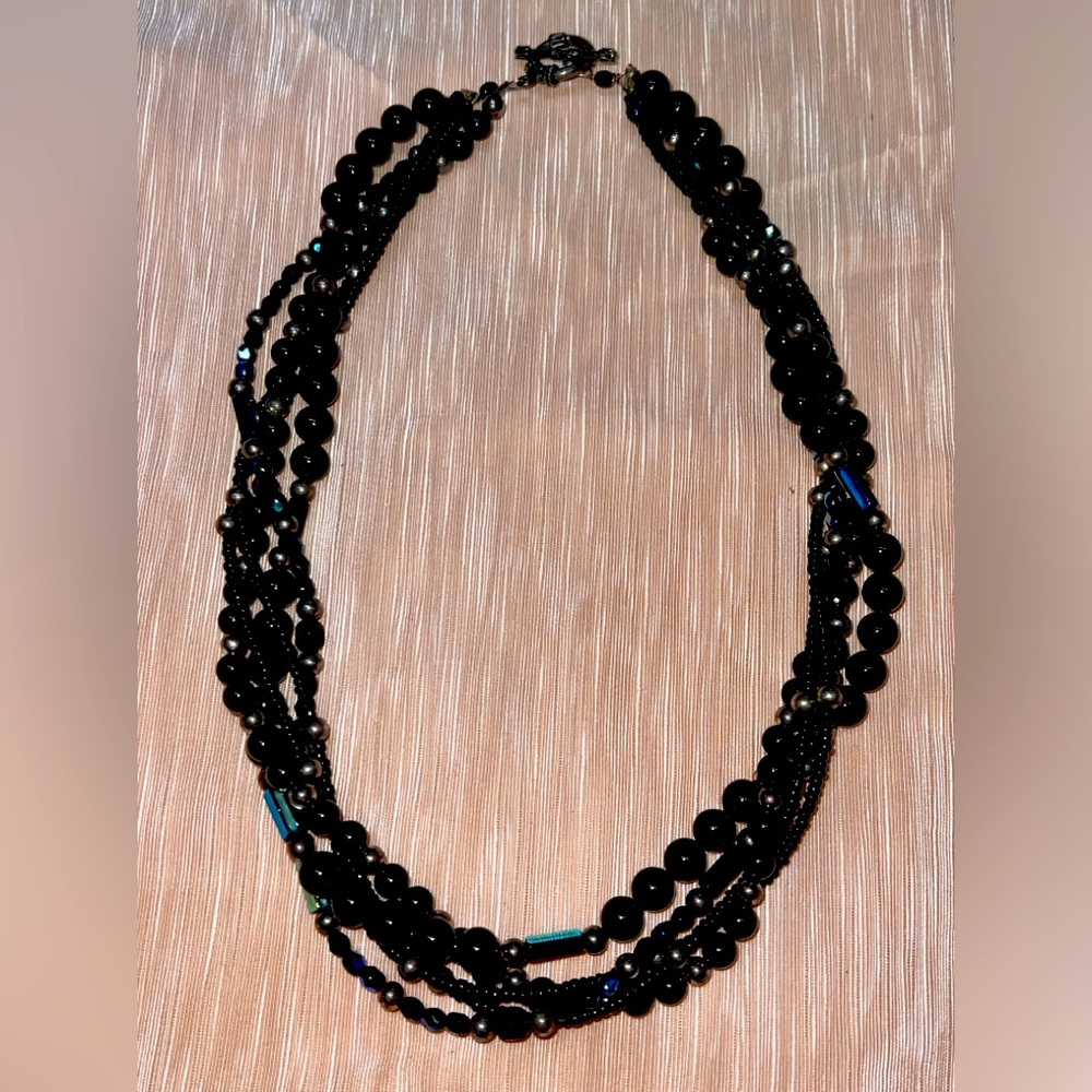 Beautiful Vintage 5 Strand Glass Beaded Necklace